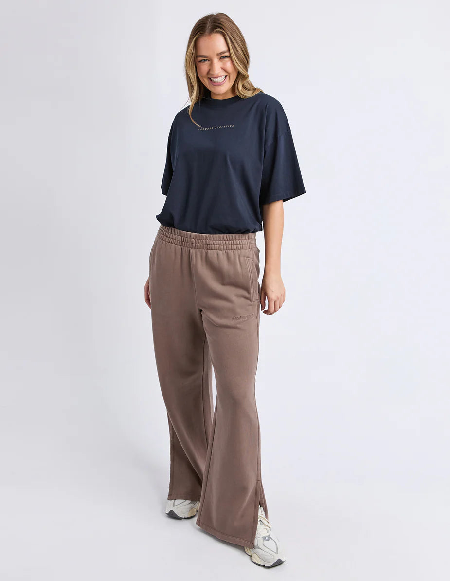 Classic Wide Leg Track Pant- Brown