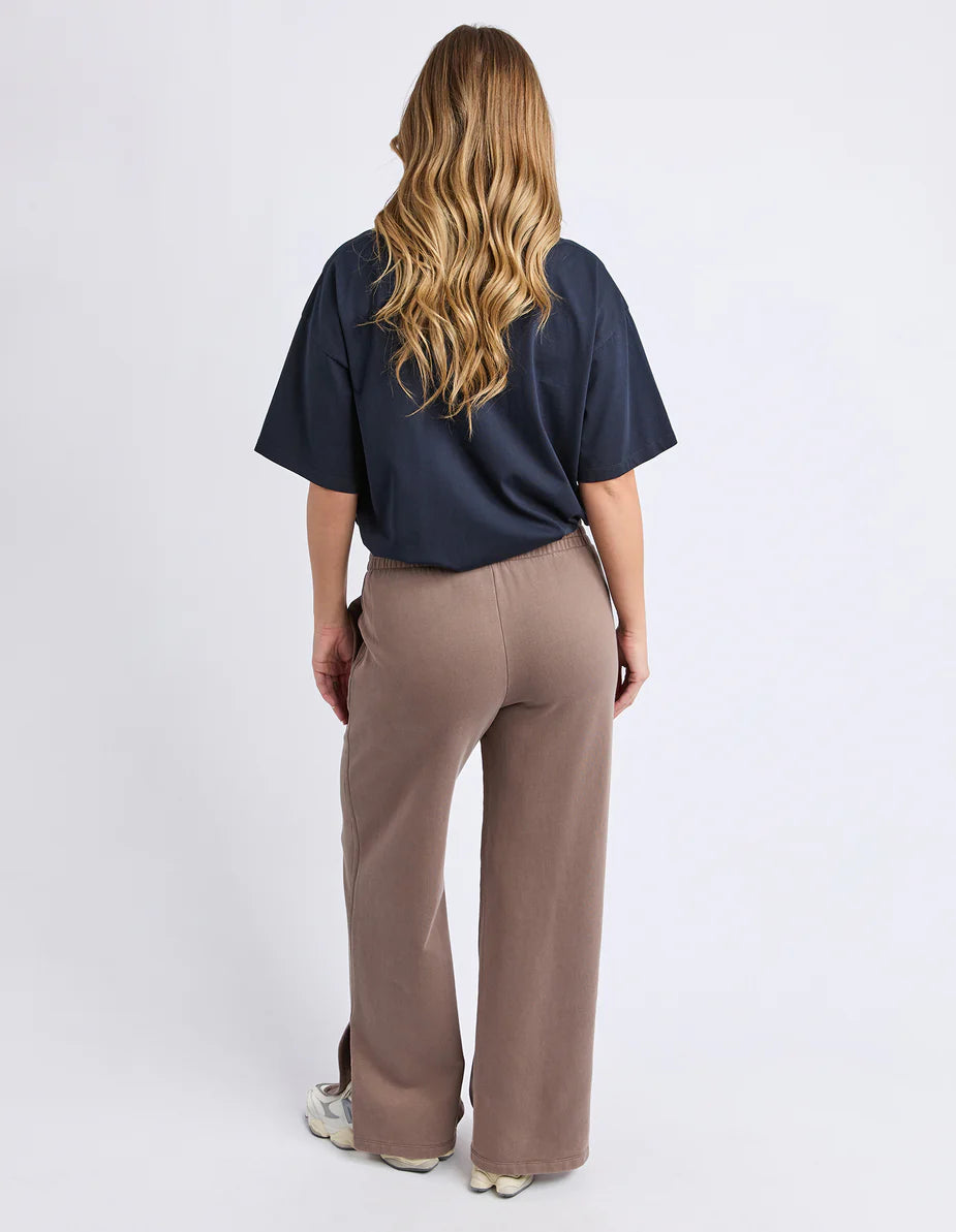 Classic Wide Leg Track Pant- Brown