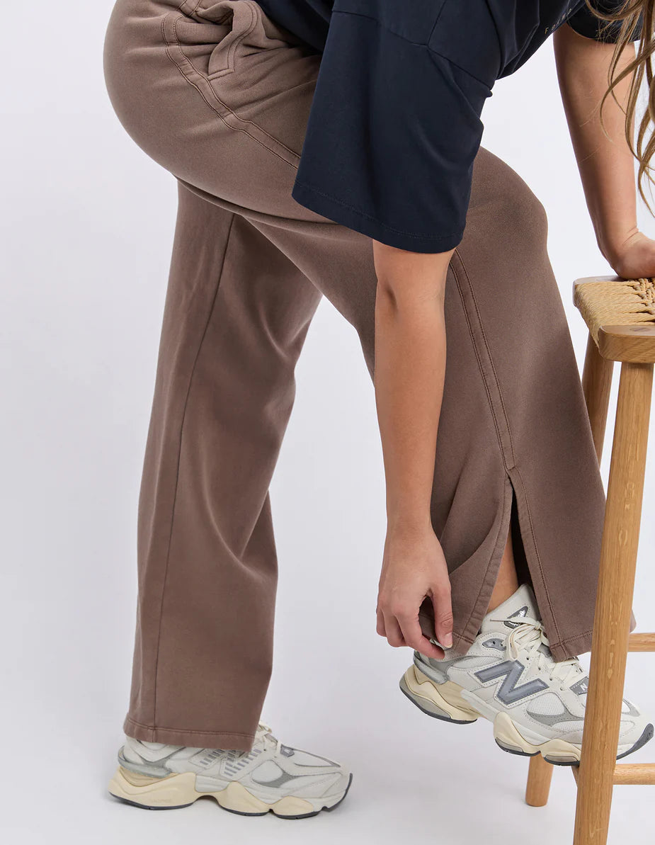 Classic Wide Leg Track Pant- Brown