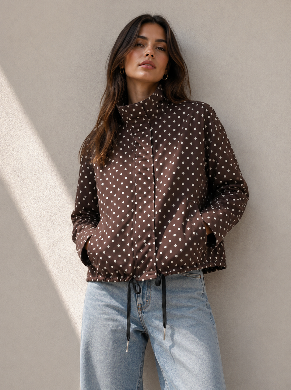 Polka Dot Spray Jacket - Choc