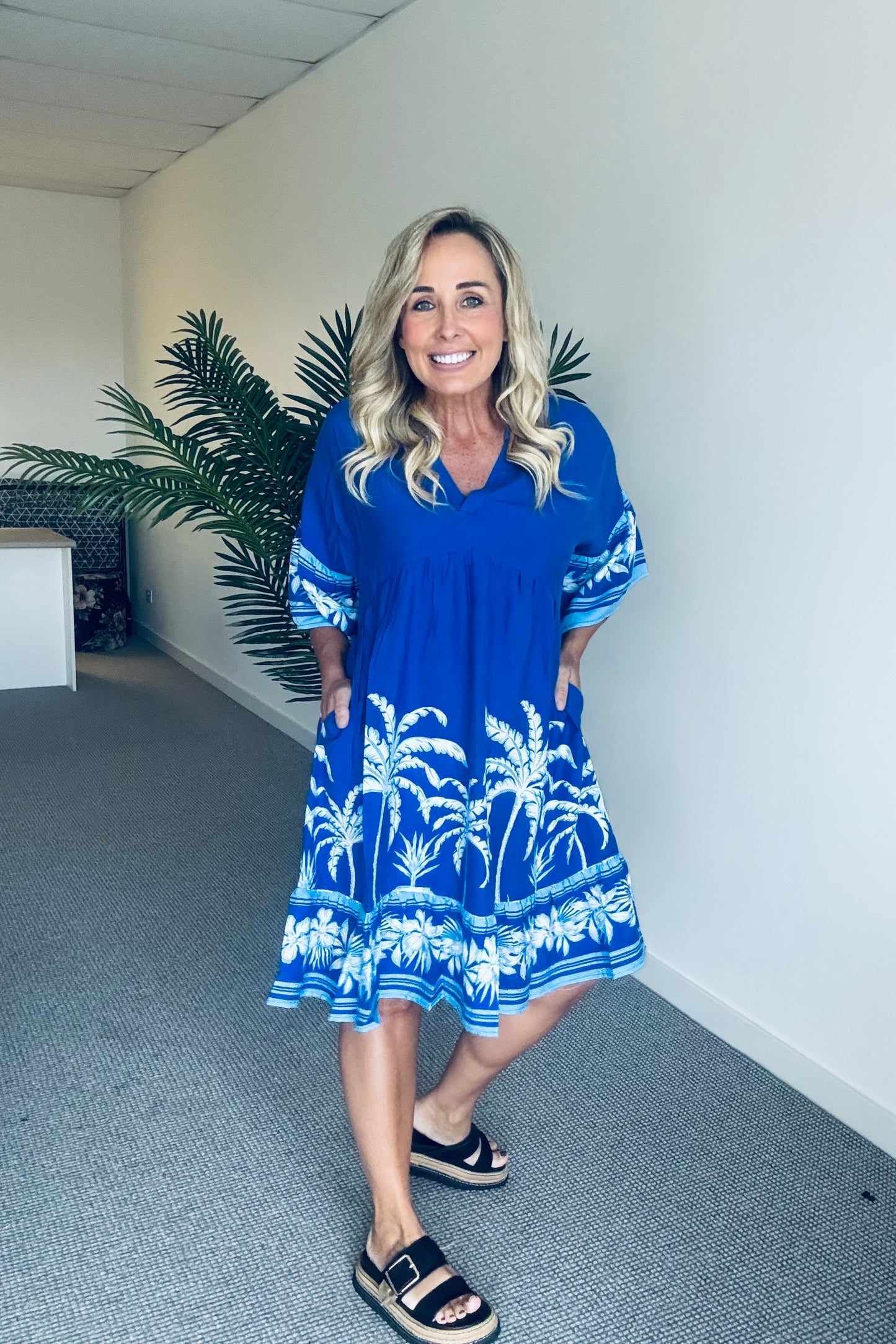 Blue Palm Dress
