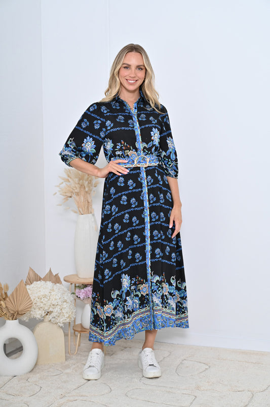 Amalfi Dress - Black/Blue