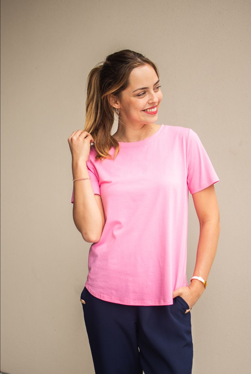 Basic Curve Tee- Pink