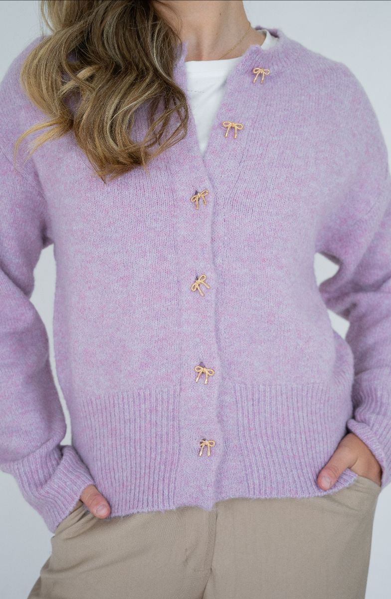Wool Bow Cardi- Lilac