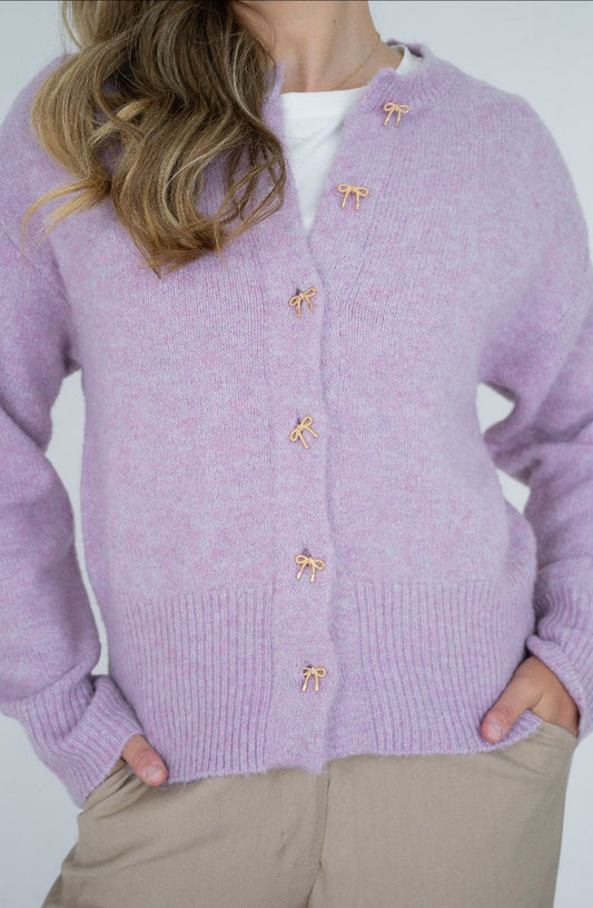 Wool Bow Cardi- Lilac