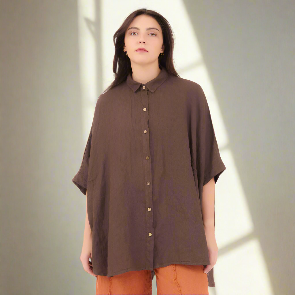 Linen Rusty Shirt - Chocolate