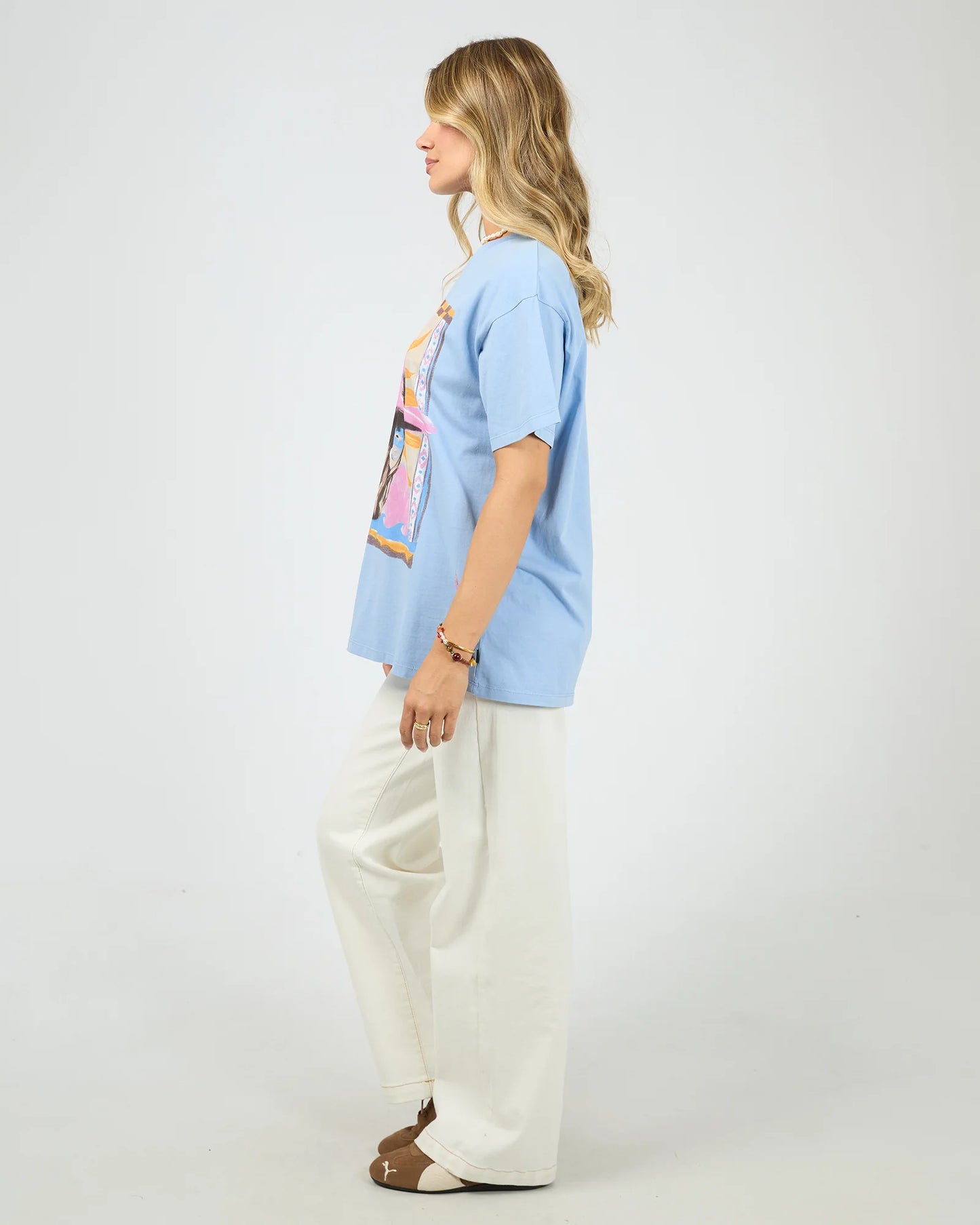 Calamity Sun Relaxed Tee- Light Blue