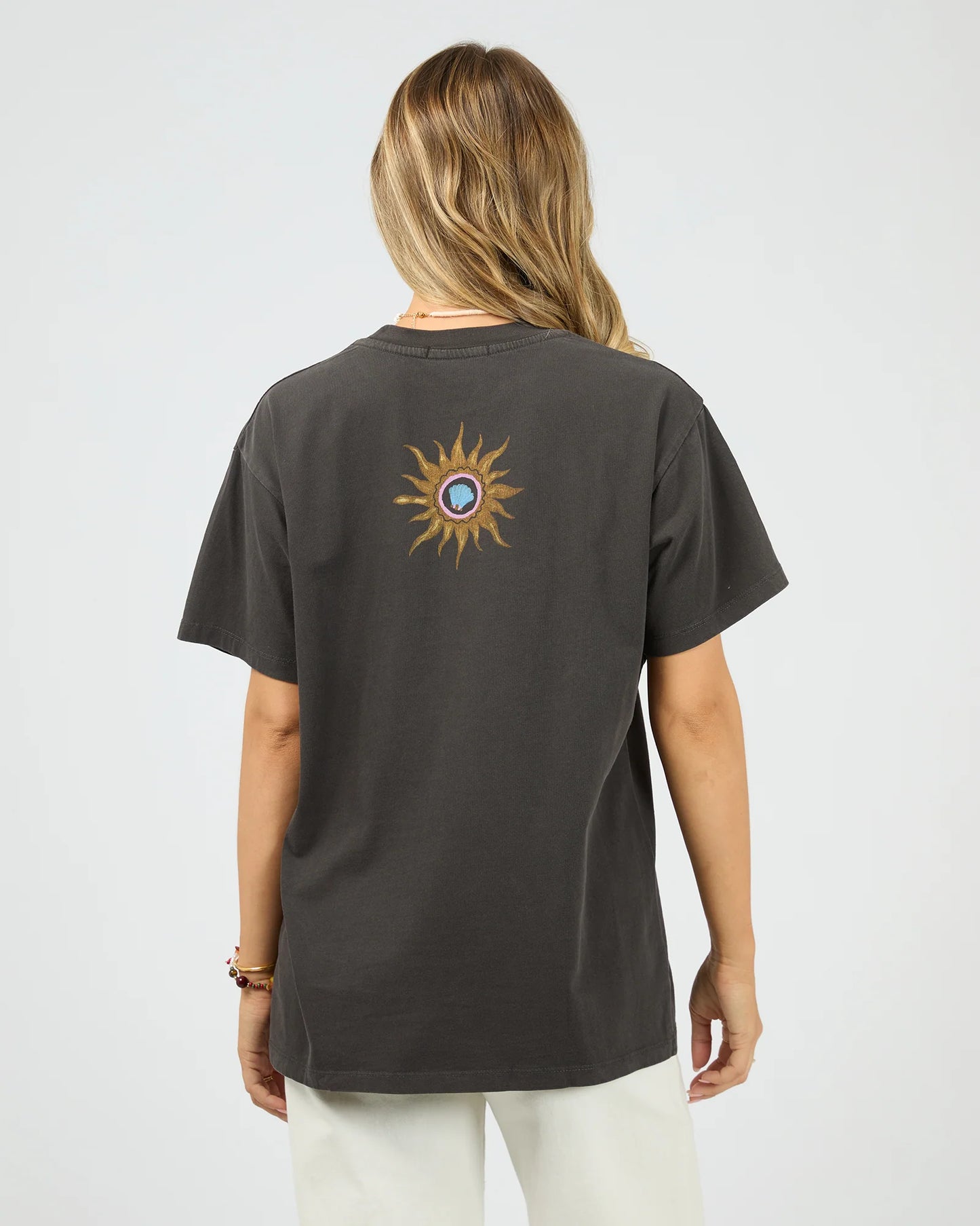 Calamity Sun Relaxed Tee- Washed Black