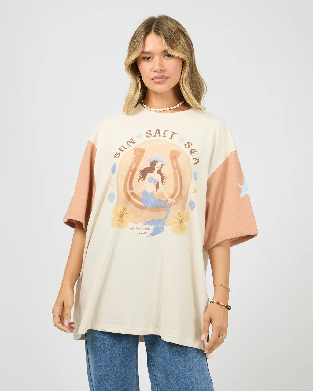 Sun Salt Sea OVersized Tee- Vanilla