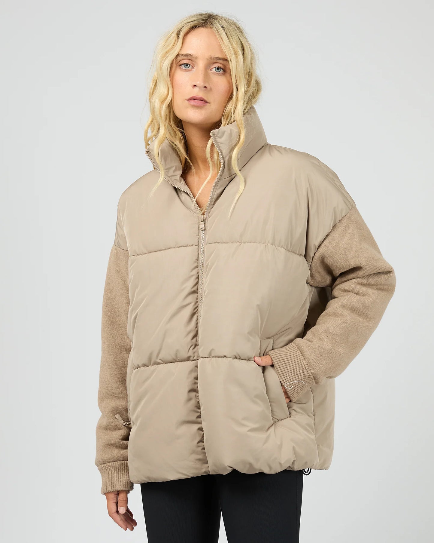 Luxe Knit Puffer- Stone