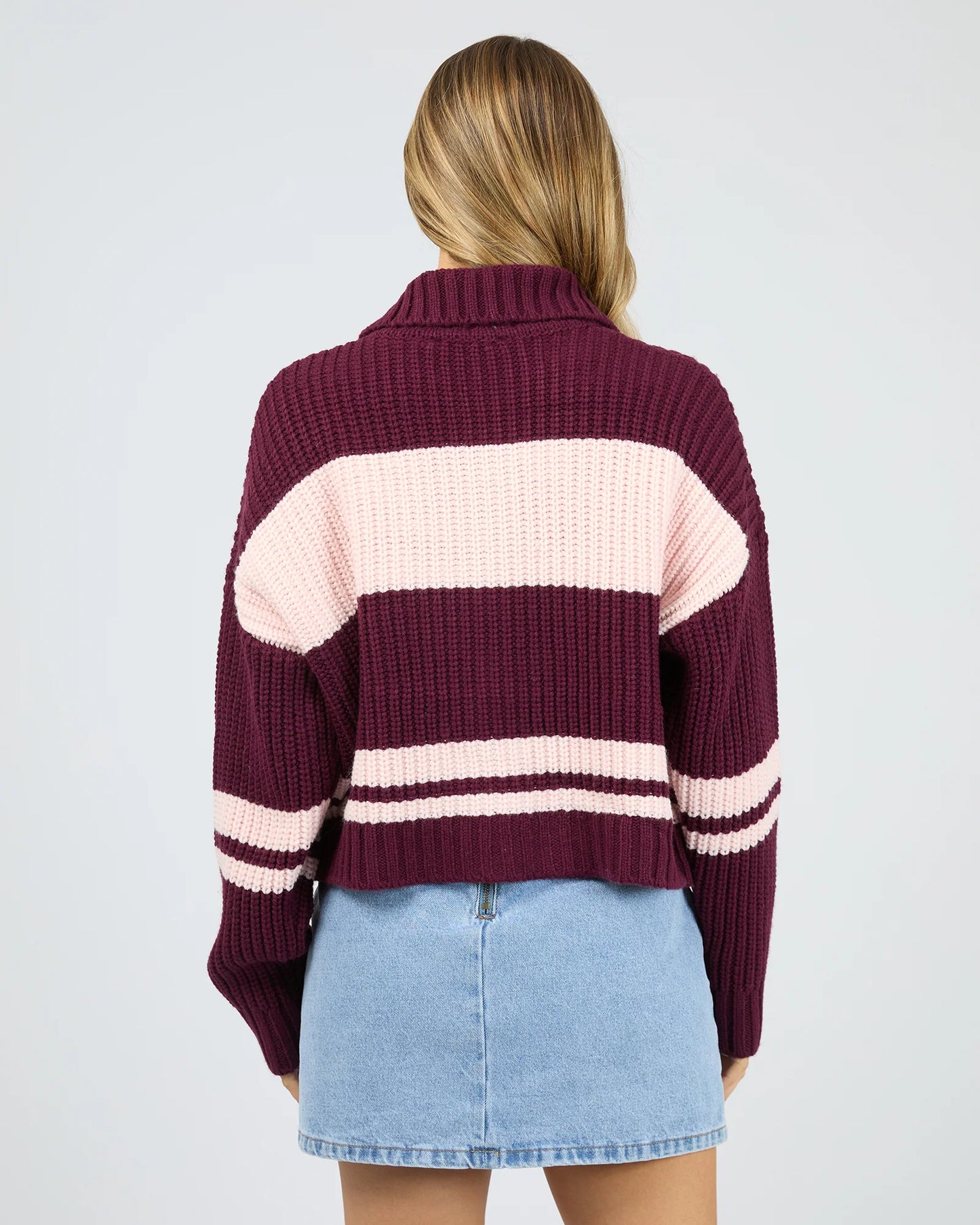 Aida Knit Zip Thru- Wine