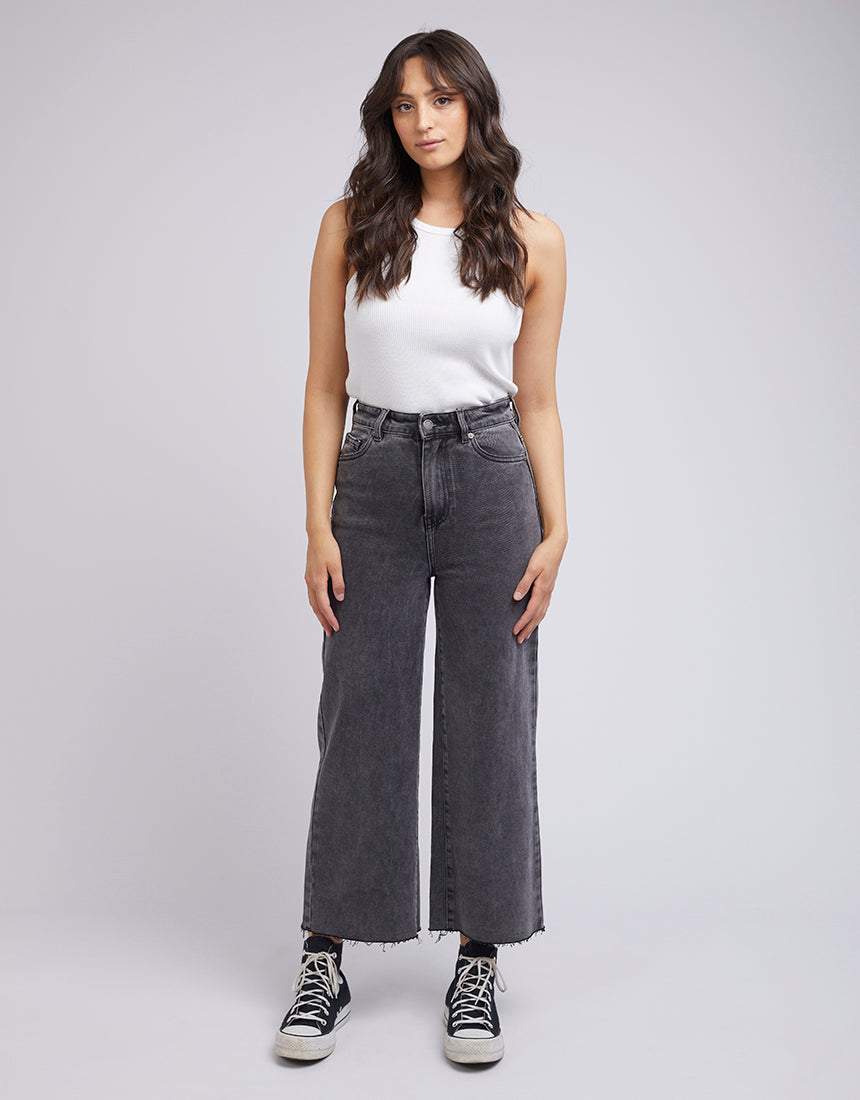 Charlie High Rise Wide Leg Jean- Washed Black