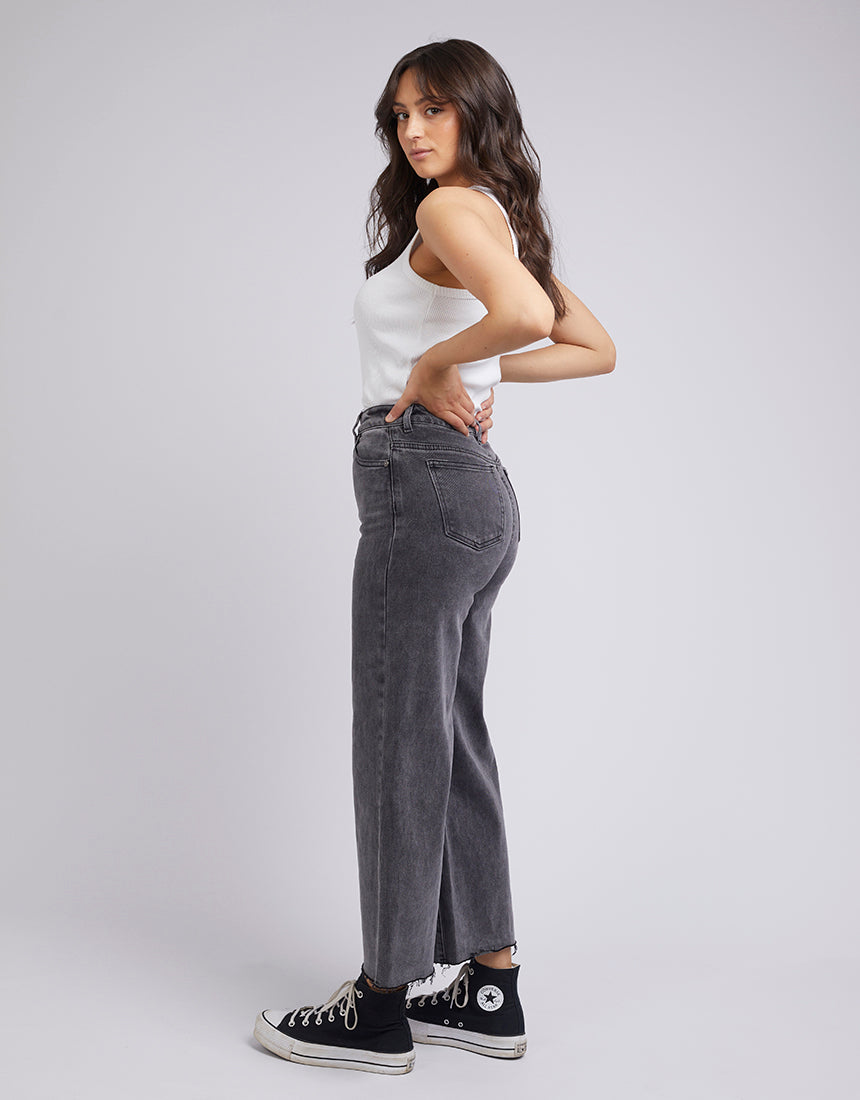 Charlie High Rise Wide Leg Jean- Washed Black