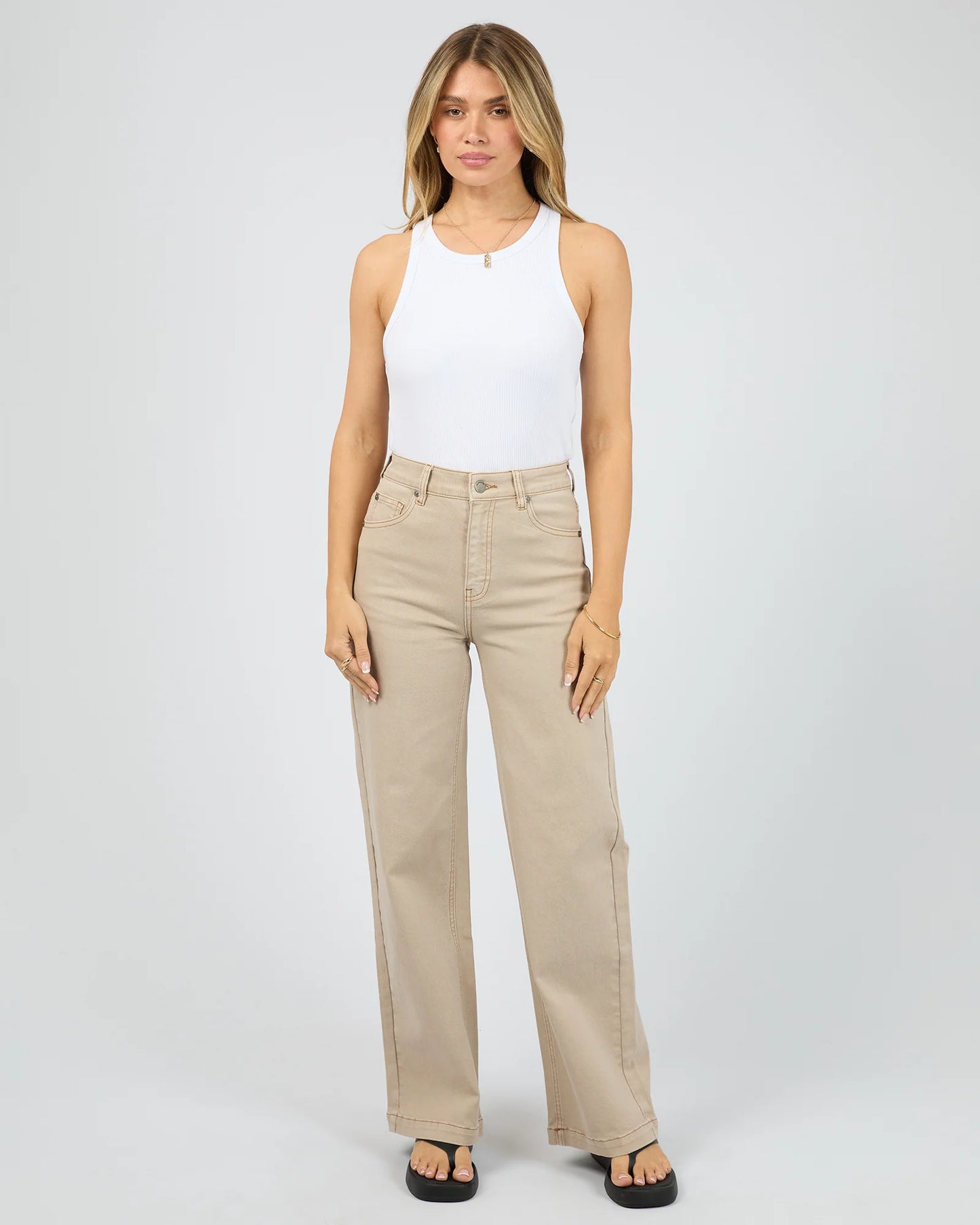 Jacqui Wide Leg Jean- Beige