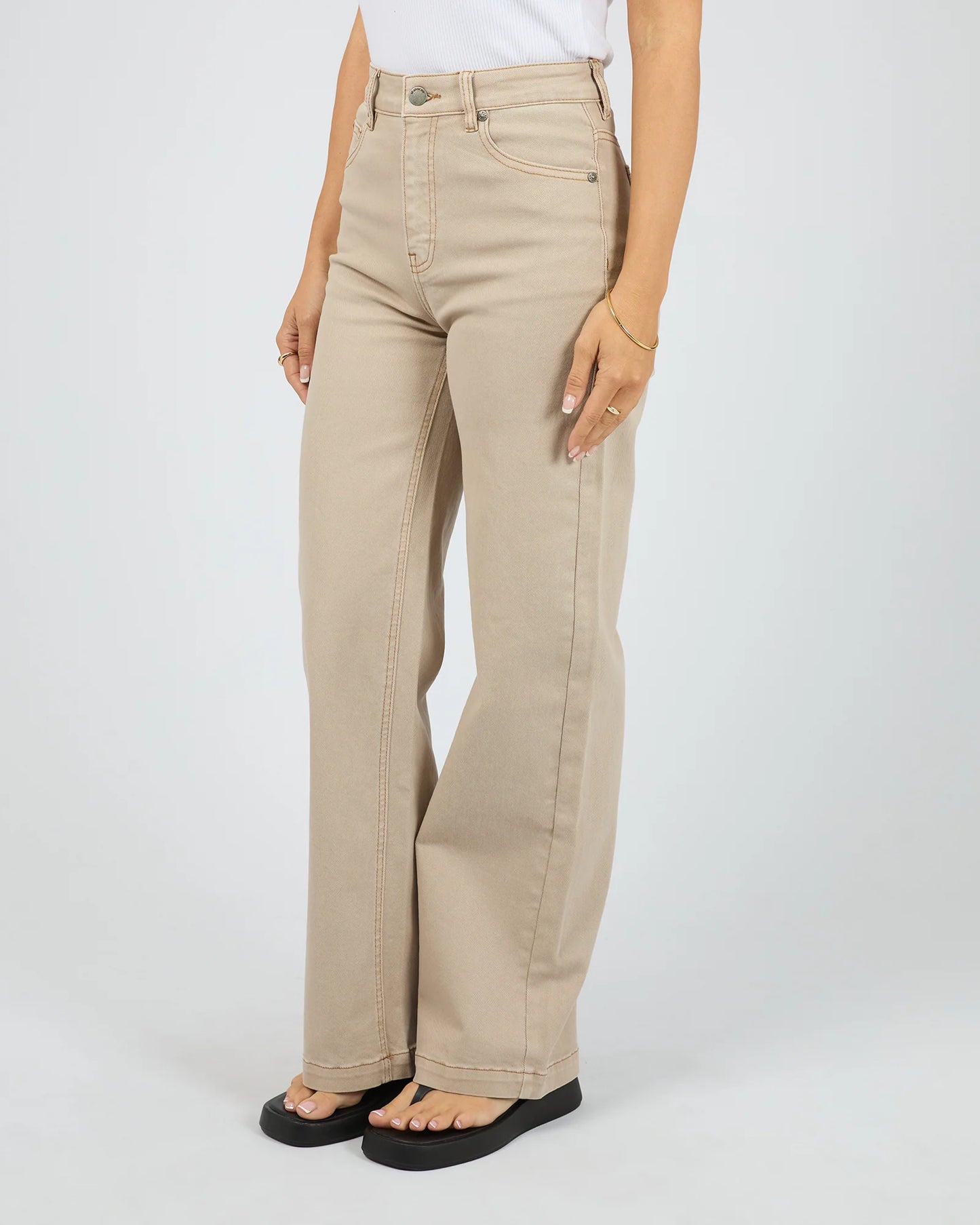 Jacqui Wide Leg Jean- Beige