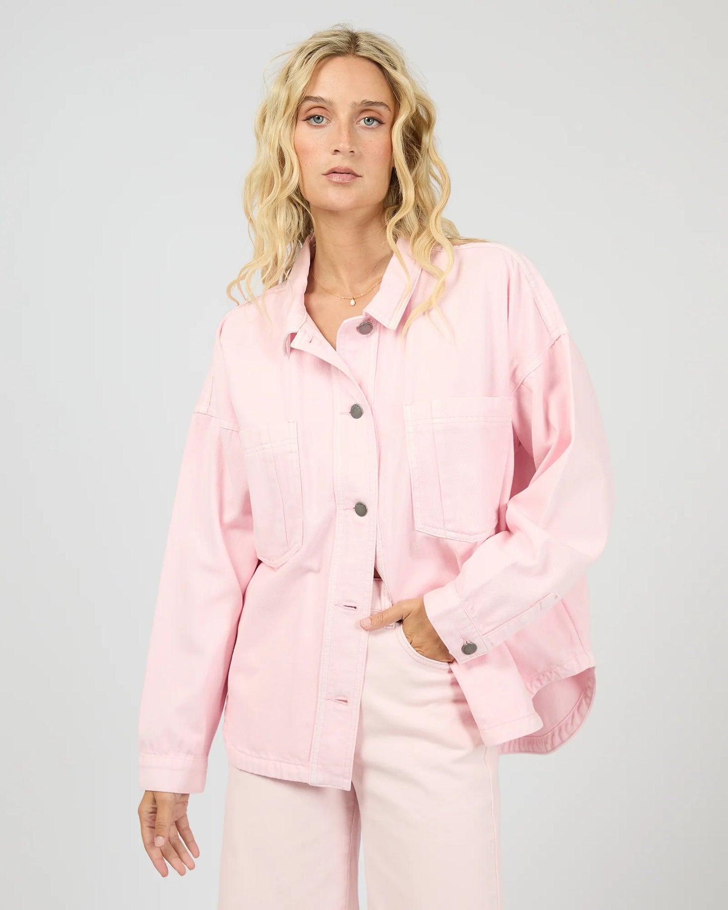 Dale Denim Shacket - Pink