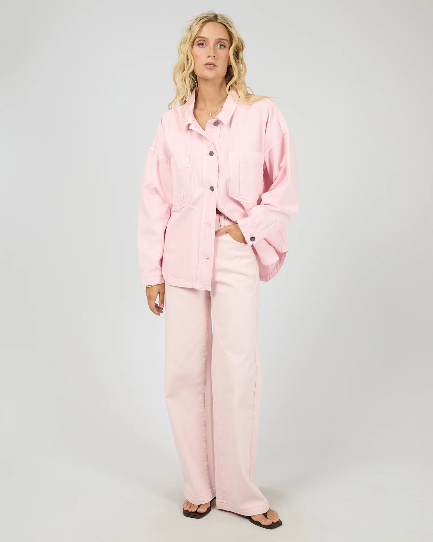 Dale Denim Shacket - Pink