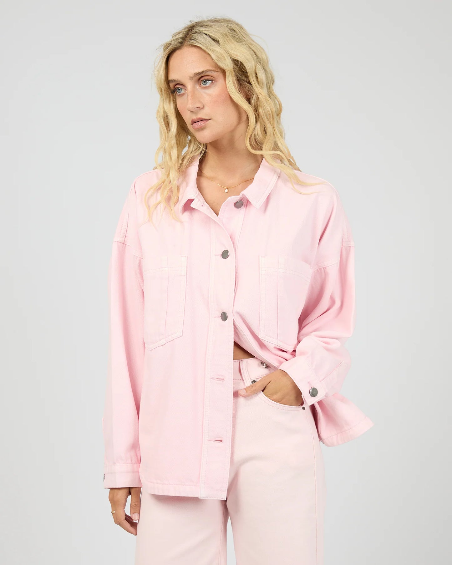 Dale Denim Shacket - Pink