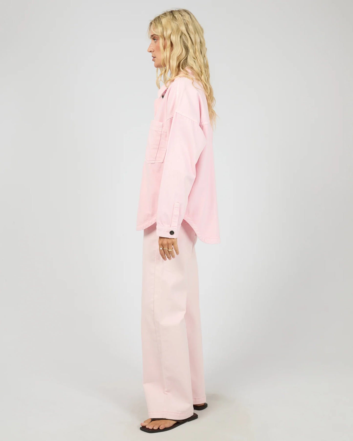 Dale Denim Shacket - Pink