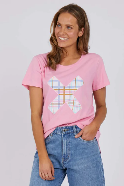 Cross Your Fingers Tee- Sherbet Pink