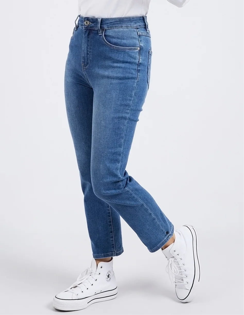 Ada Straight Leg Jean - Washed Blue Denim