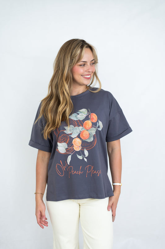 Peachy Tee- Charcoal