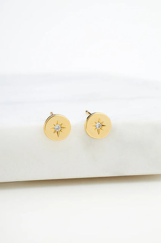 Zafino Crystal Disk Stud Earring- Gold