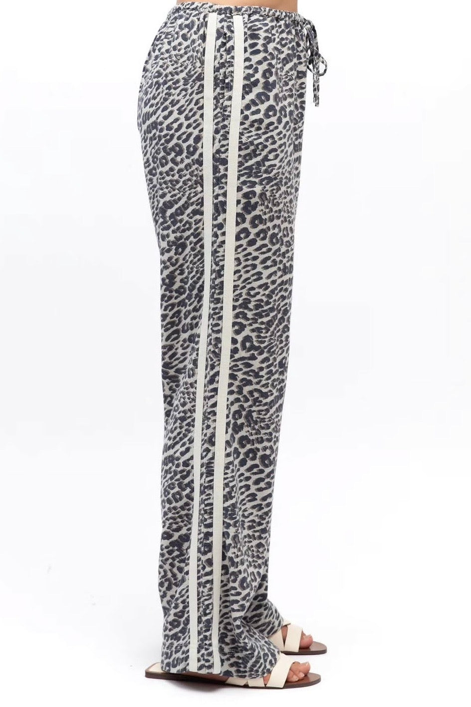 Linen Leopard Racer Pant