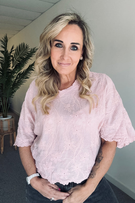 Pastel Daisy Top- Dusty pink