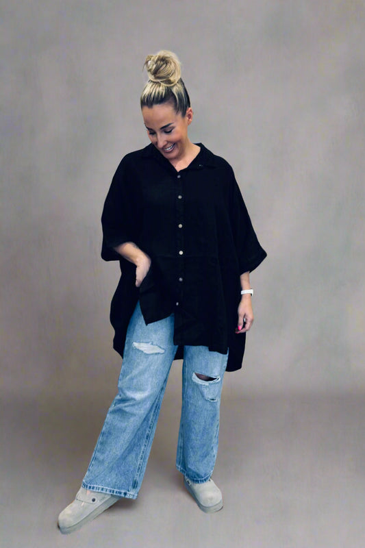 Linen Rusty Shirt - Black