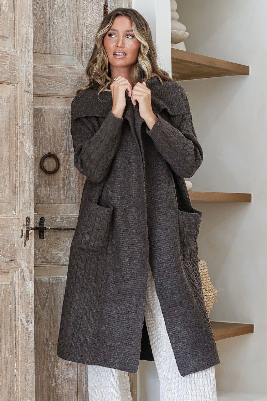 Long Line Choc Cardigan