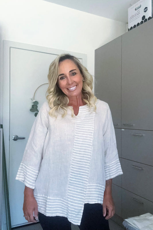 Stripe Italian Linen Top