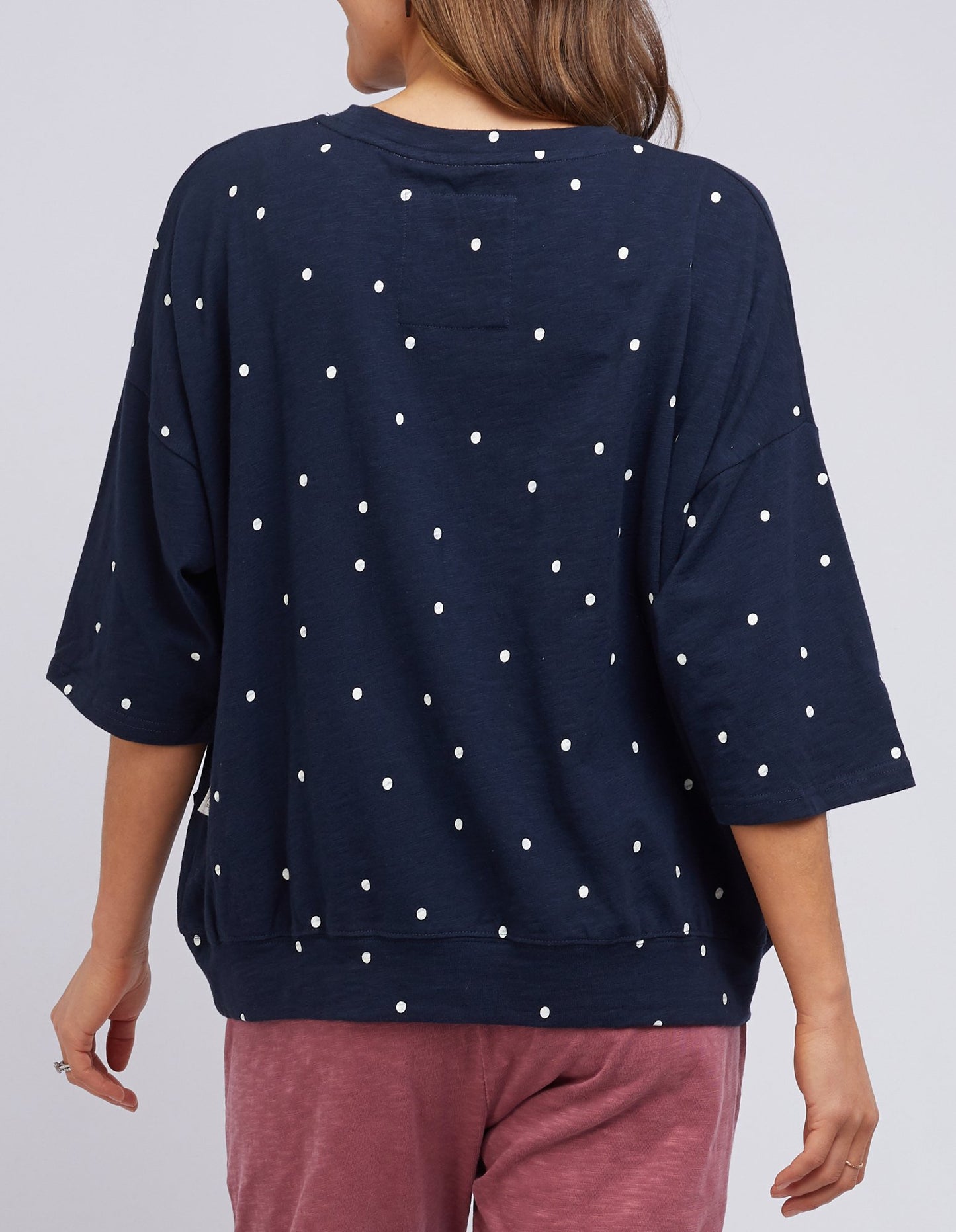 Mazie Round Sweat - Navy With White Spot