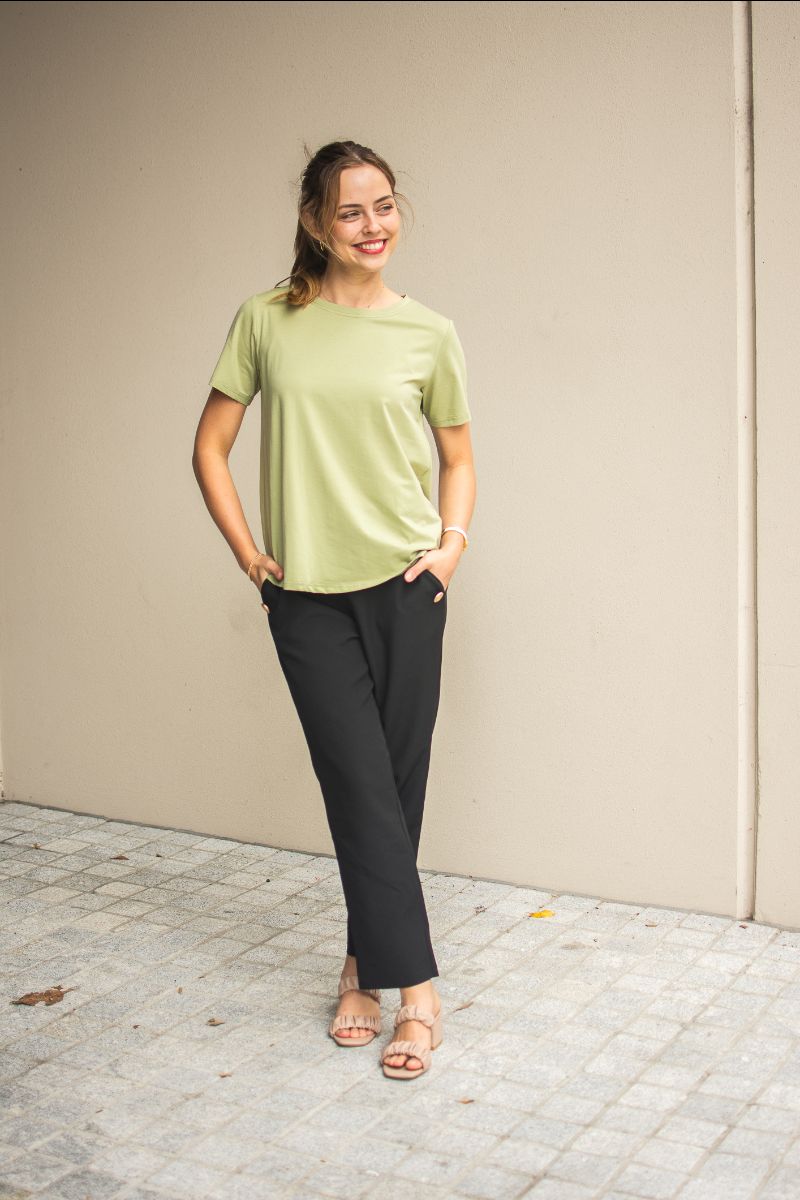 Basic Curve Tee- Khaki