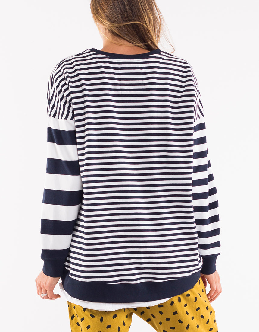 Golden Stripe Crew- Navy & White Stripe