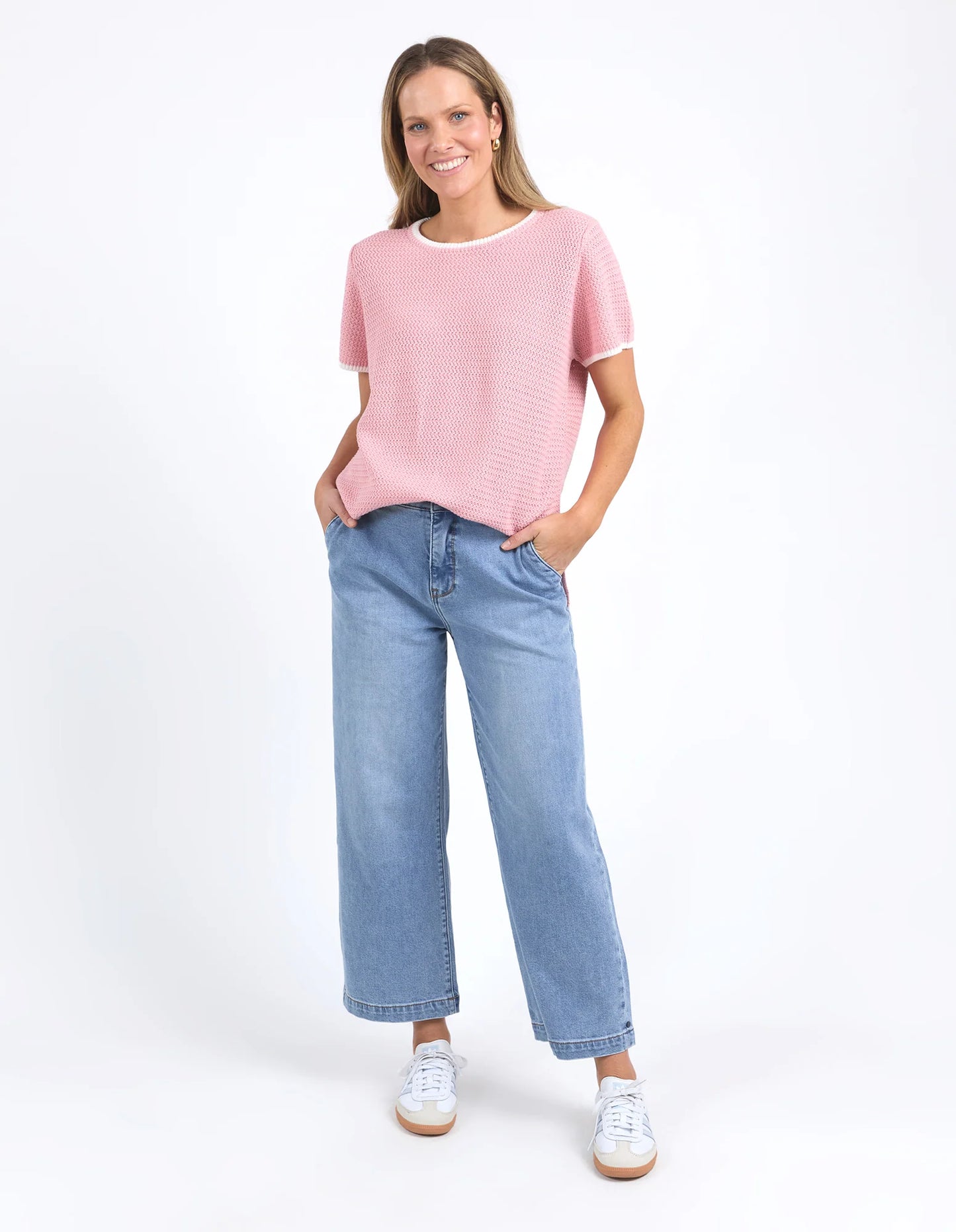 Camellia Shirt Sleeve Knit- Pink Blush