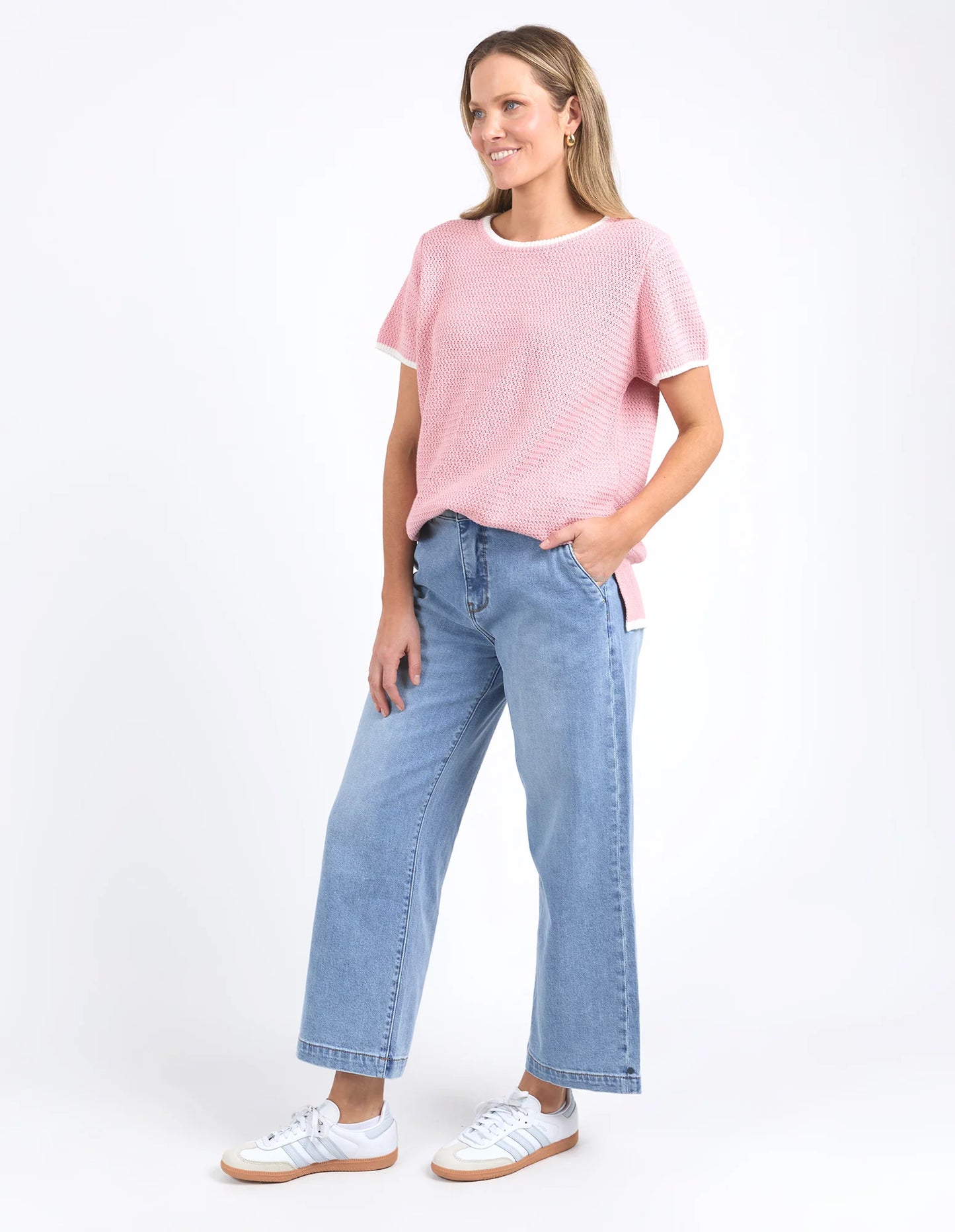 Camellia Shirt Sleeve Knit- Pink Blush