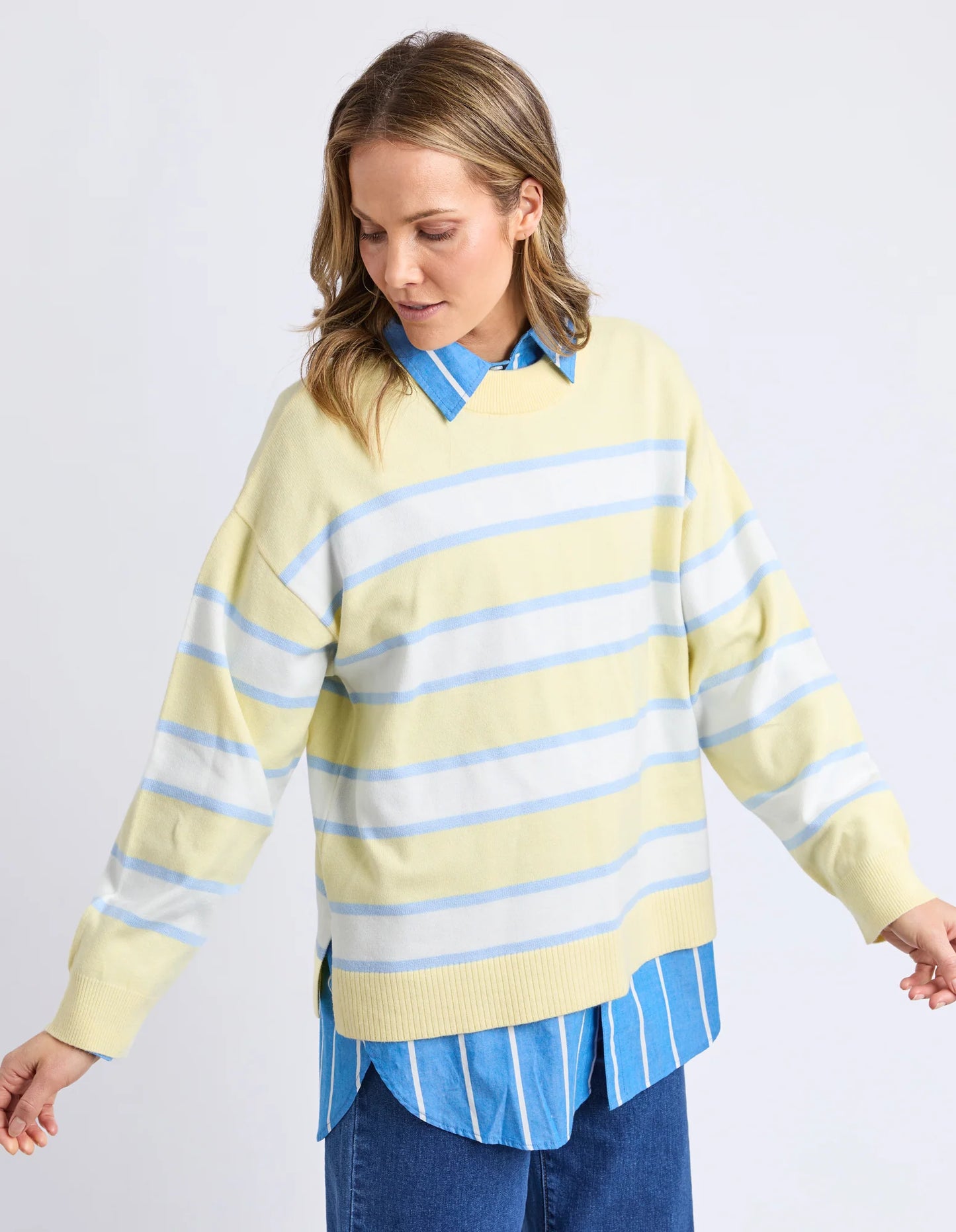 Joni Stripe Knit- Pale Banana Stripe
