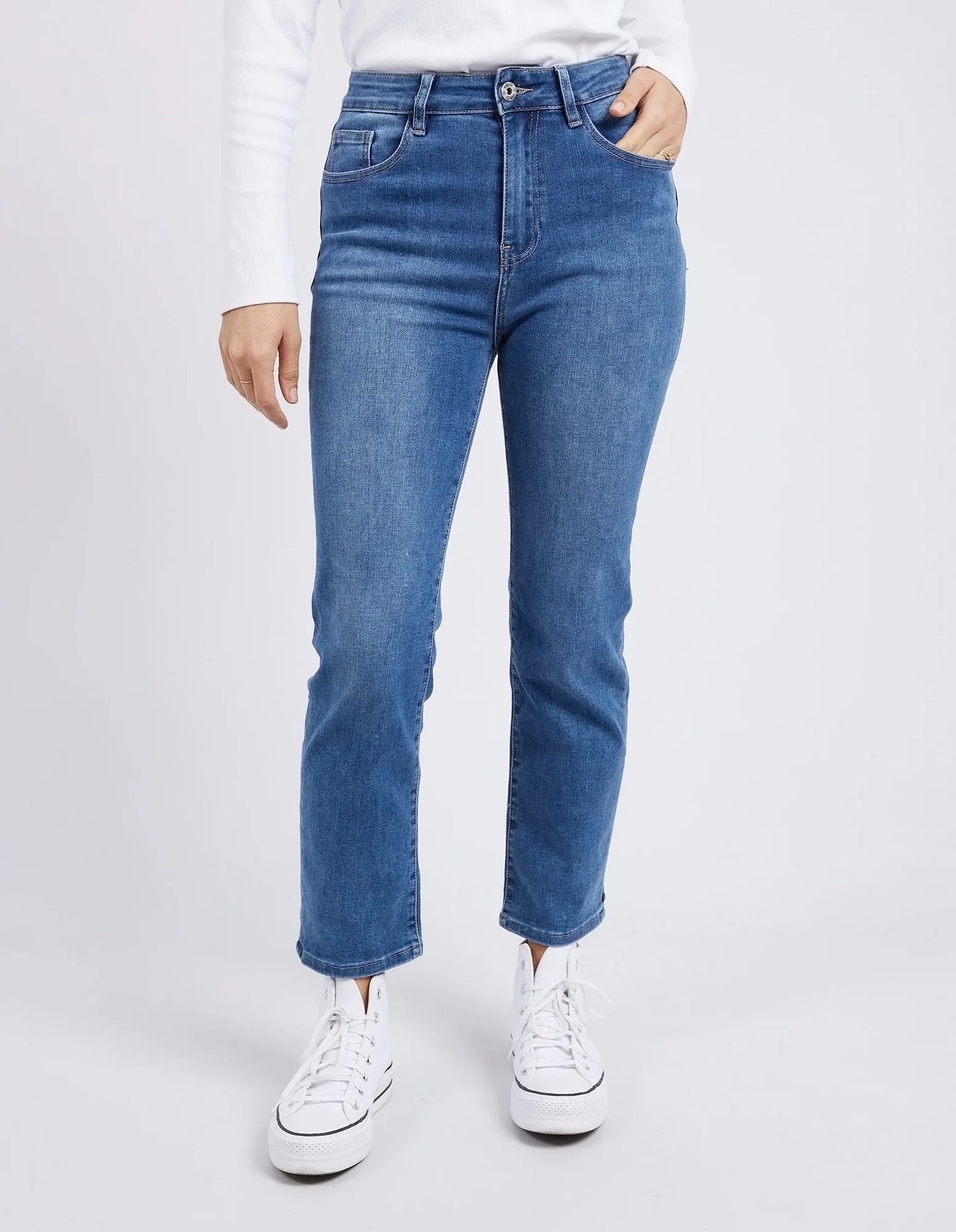 Ada Straight Leg Jean - Washed Blue Denim