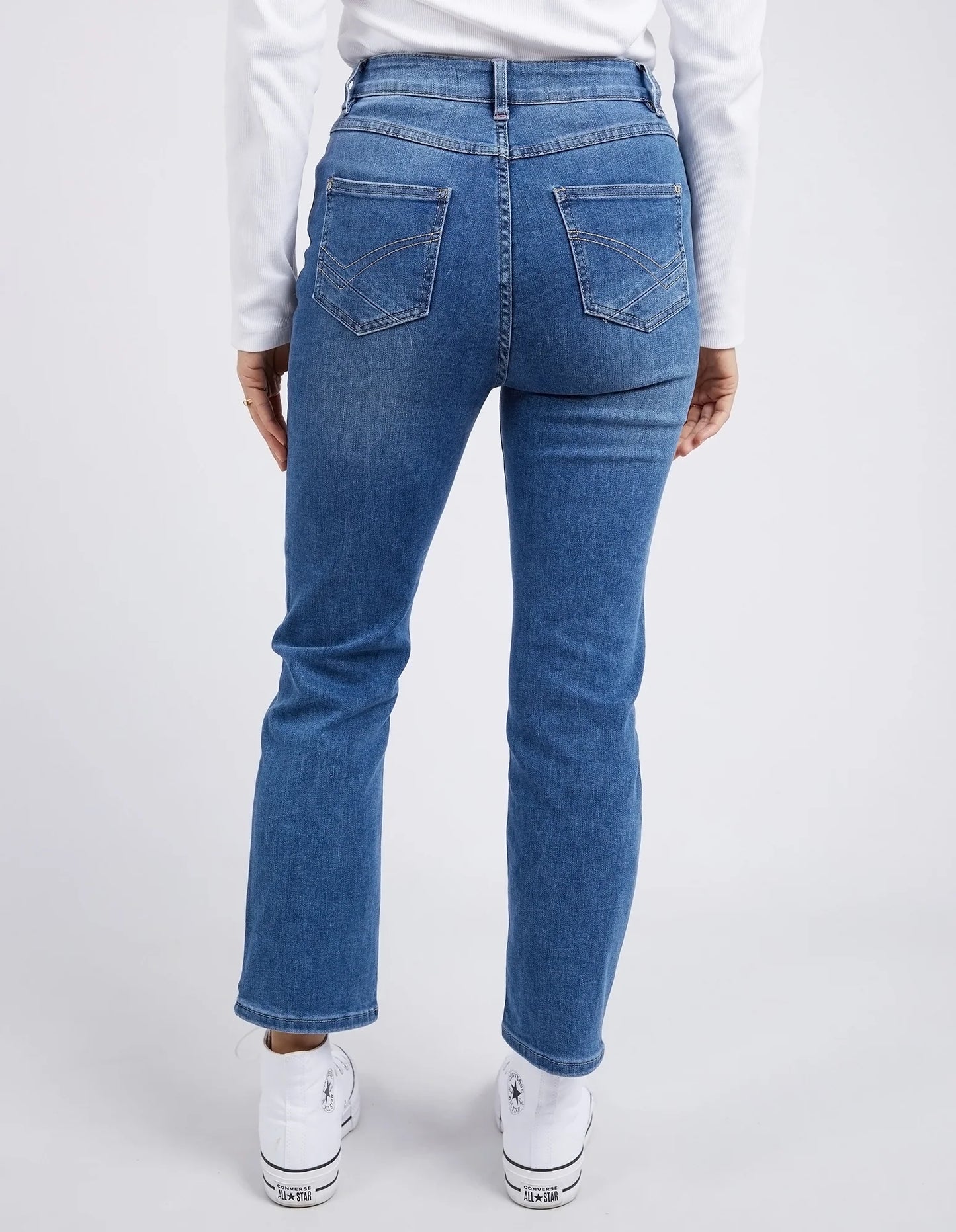 Ada Straight Leg Jean - Washed Blue Denim