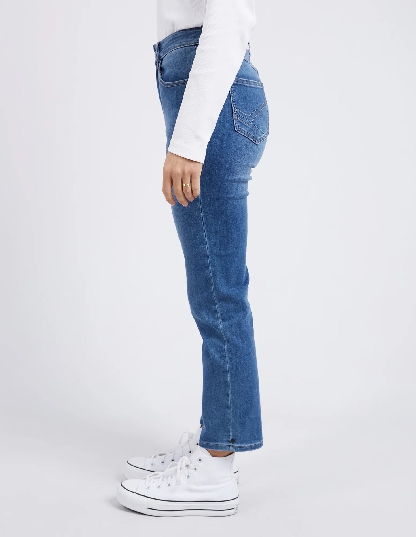 Ada Straight Leg Jean - Washed Blue Denim