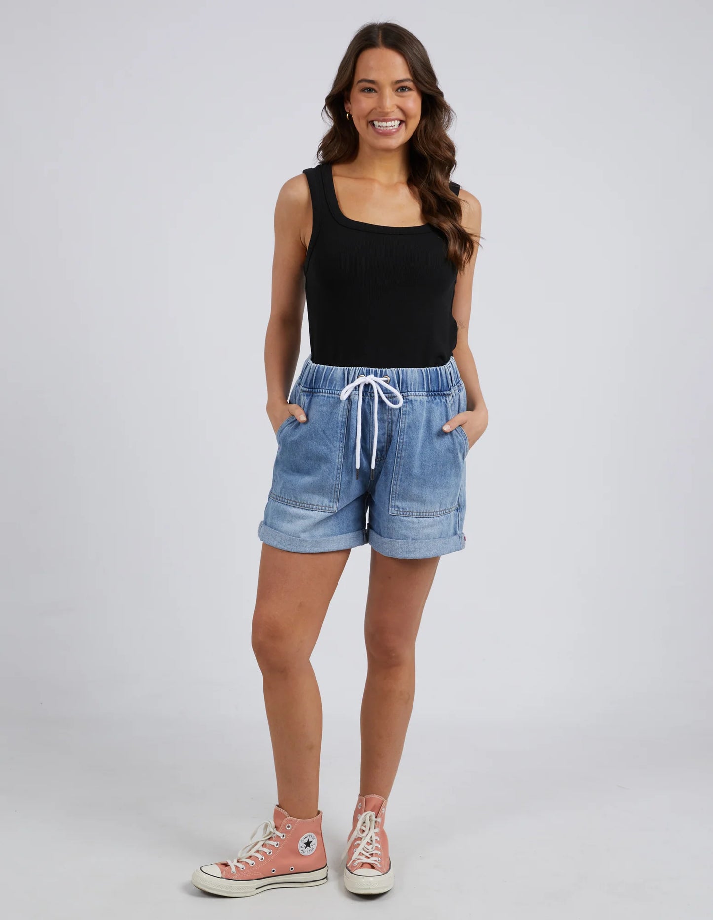 Emma Relaxed Denim Short- Mid Blue Wash