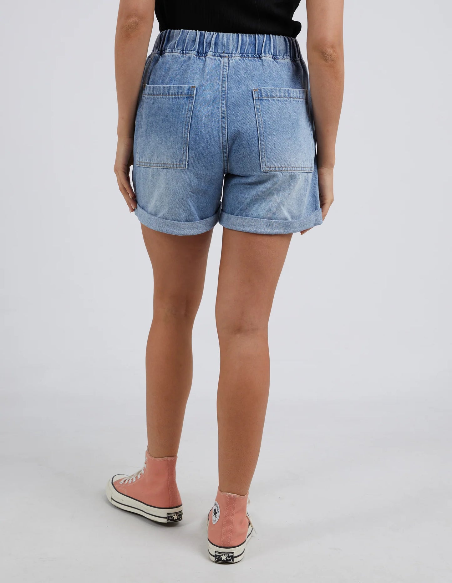 Emma Relaxed Denim Short- Mid Blue Wash