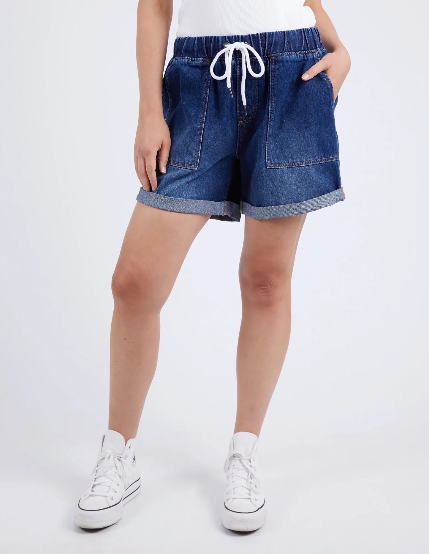 Emma Relaxed Denim Short- Dark Blue Wash