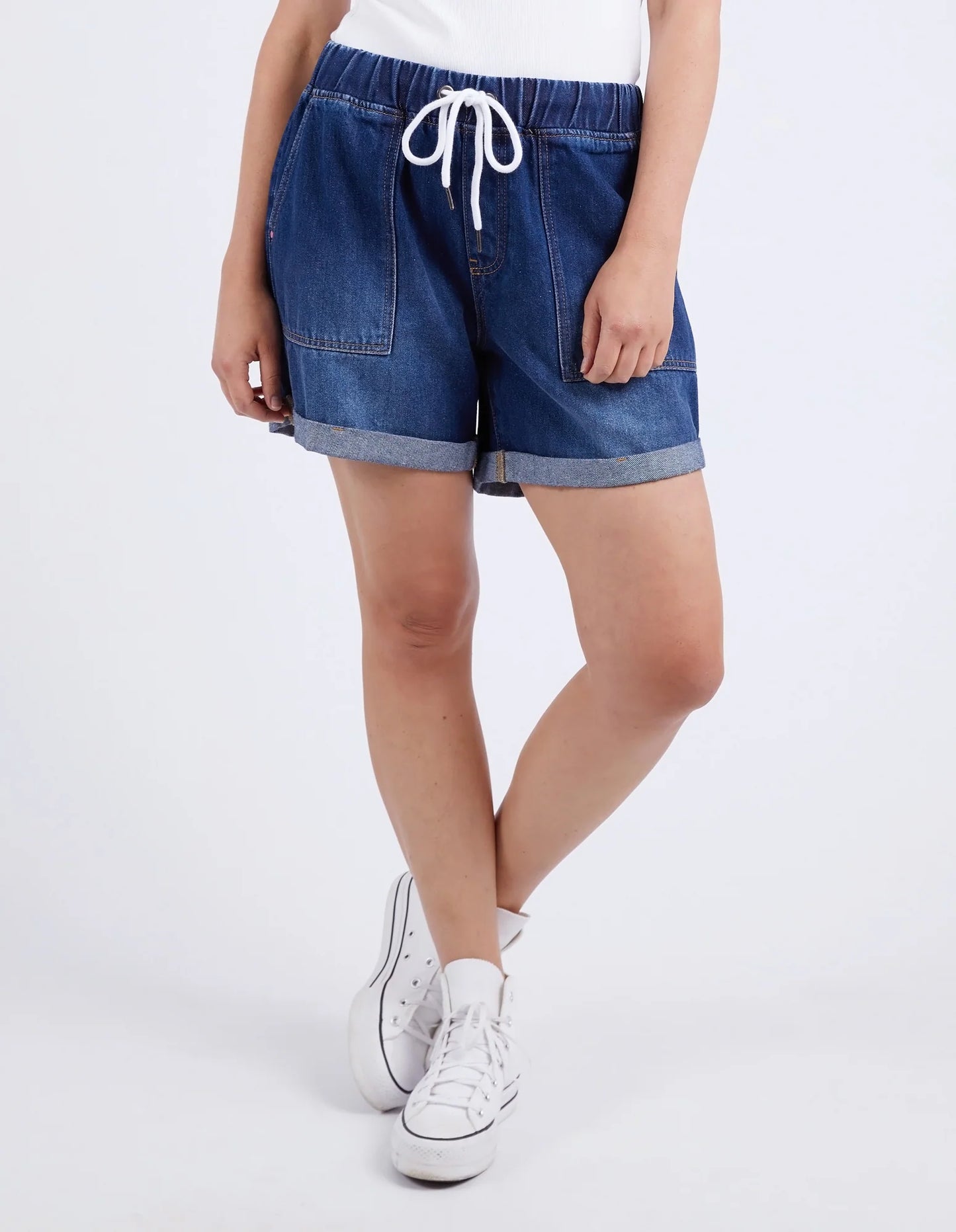 Emma Relaxed Denim Short- Dark Blue Wash