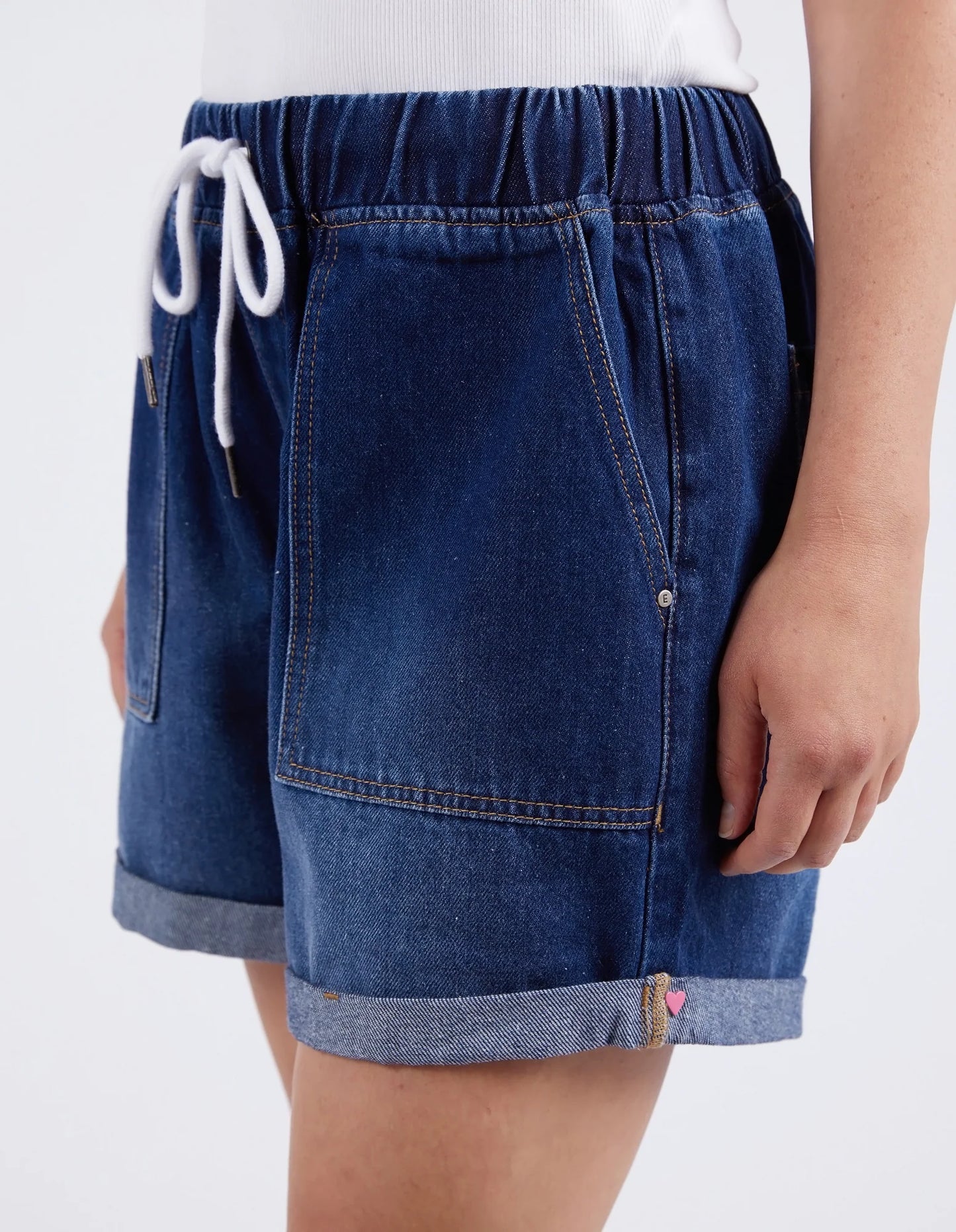 Emma Relaxed Denim Short- Dark Blue Wash