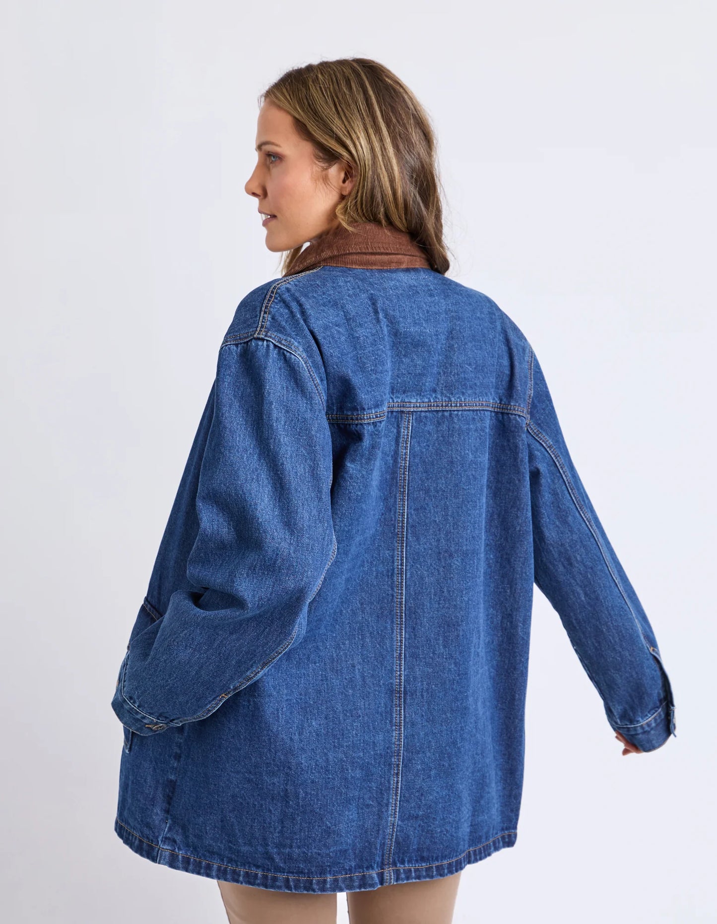 Elm Lilian Denim Barn Jacket - Mid Blue Wash