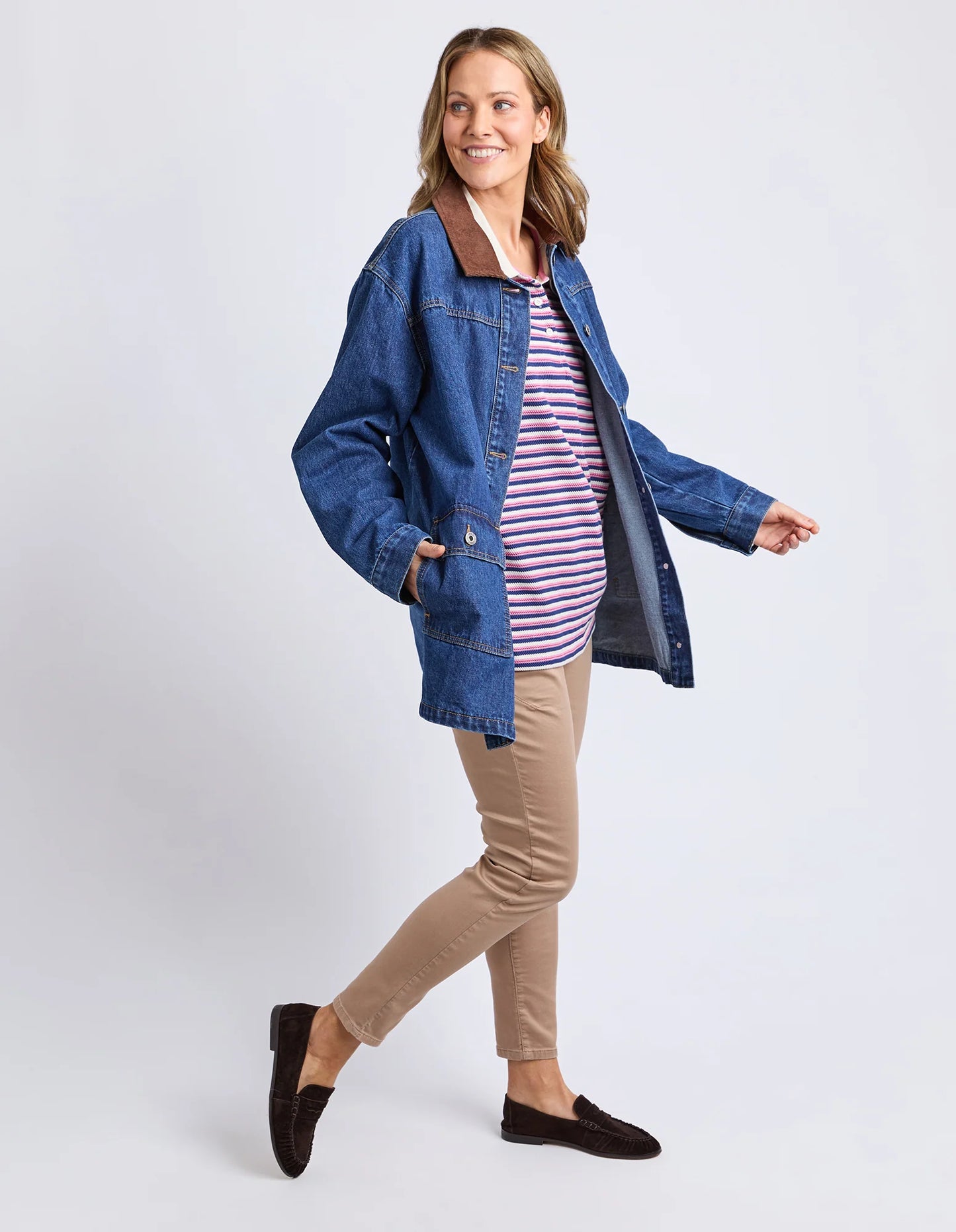 Elm Lilian Denim Barn Jacket - Mid Blue Wash