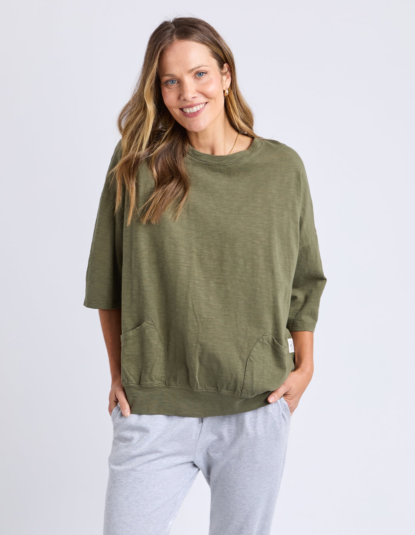 Mazie Round Sweat - Dark Khaki