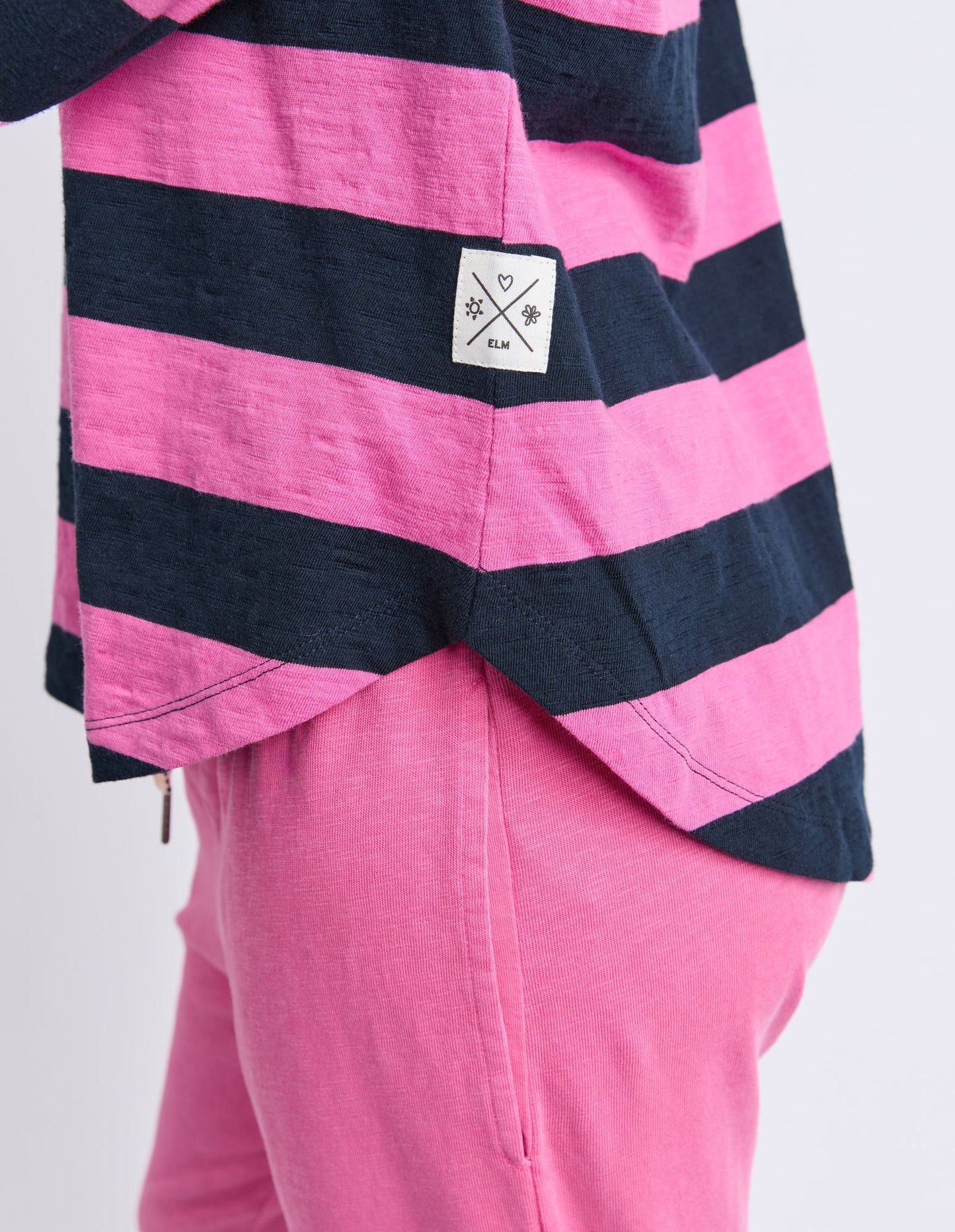 Spritz Stripe Long Sleeve Top- Hot Pink/Navy